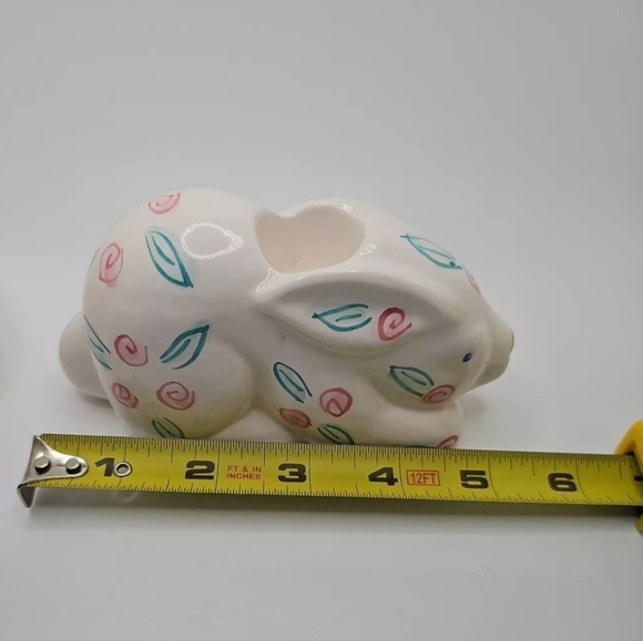 Vintage Pier 1 Imports Hand Painted Bunny Candle Holders - Picture 7 of 8